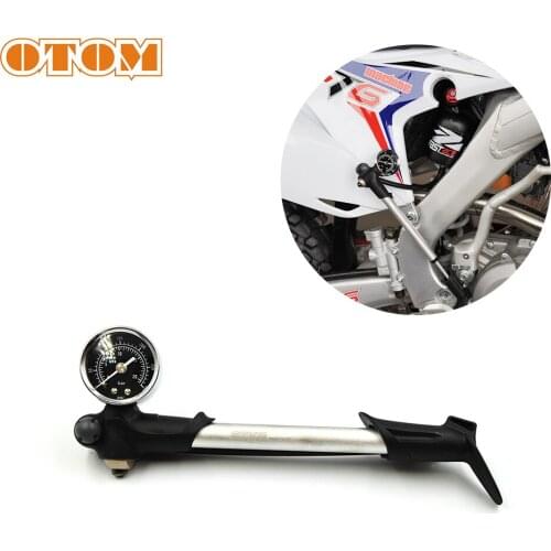 OTOM Motorcycle Shock Pump With Gauge High Pressure Inflate Fork Shock Bleeder Foldable Hose Universal Motocross Maintenance Aid