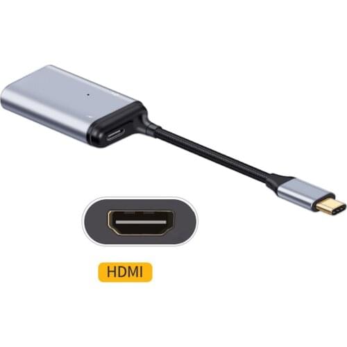 Xiwai Laptop & Tablet & Phone USB-C Type C to HDMI Converter HDTV Adapter 4K 60hz 1080p with Female PD Power Port