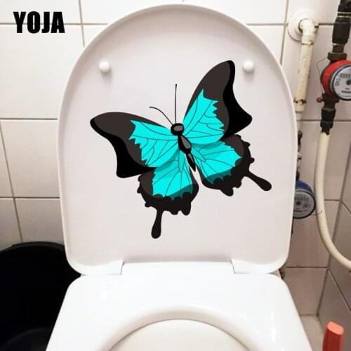 YOJA 21.9X21.5CM Cute Cartoon Butterfly Toilet Seat Decor Funny Animal Home Room Wall Sticker T1-2148