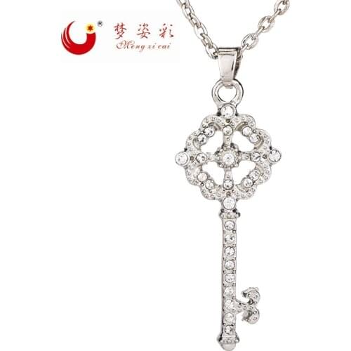 New Korean Style Retro white Chain Crystal Key Eye Necklaces for Girl Female Punk Short Neckless Colar Masculino Collier Femme