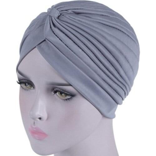 Women Hat Pleated Turban Headwear Headwrap Bonnet Covers Hair Bandanas Riding Beach Hiking Head Scarf India Cap