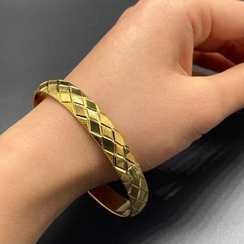 1pcs India Ethiopian Dubai Yellow Solid Gold Filled Lovely Bangles For Women girls party jewelry Bangles&Bracelet gifts