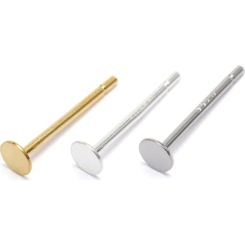 10pcs 3/4/5/6/8mm 925 Sterling Silver Earrings Posts Flat Pad Blank Earring Pin for DIY Jewelry Making Findings
