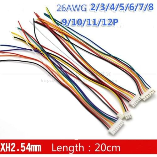 10Pcs JST XH2.54 2/3/4/5/6/7/8/9/10/12 Pin Connector Plug Wire Cable 20cm Length