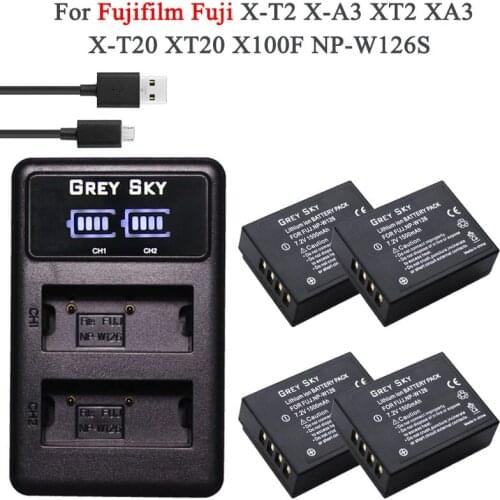 4Pcs 1500mAh NP-W126 NP W126 NPW126 Batteries + LCD Dual Charger for Fujifilm Fuji X-Pro1 XPro1 X-T1 XT1, HS30EXR HS33EXR X PRO1