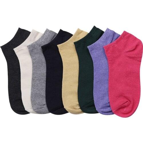 5 pairs Summer thin cotton Womens boat socks shallow breathable solid color Womens socks all-match casual Women socks
