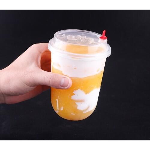 50pcs 93 caliber U shape creative cute disposable transparent cups 500ml 700ml cold drink juice milk tea plastic cups with lid
