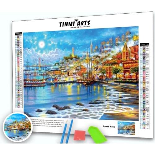 5D Diamond Painting House Diamond Embroidery Landscape Rhinestones Pictures Mosaic Seaside Home Decor