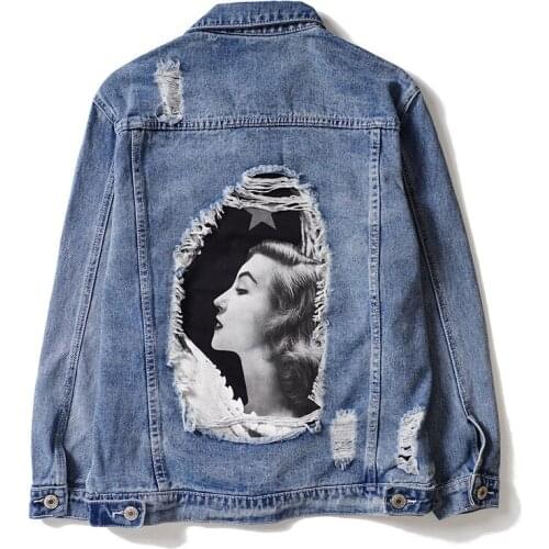 Long New 2020 Men Sleeve Star beauty Back Fashion High quality Denim Baseball Coats & Jackets Abstract digital coat #J12