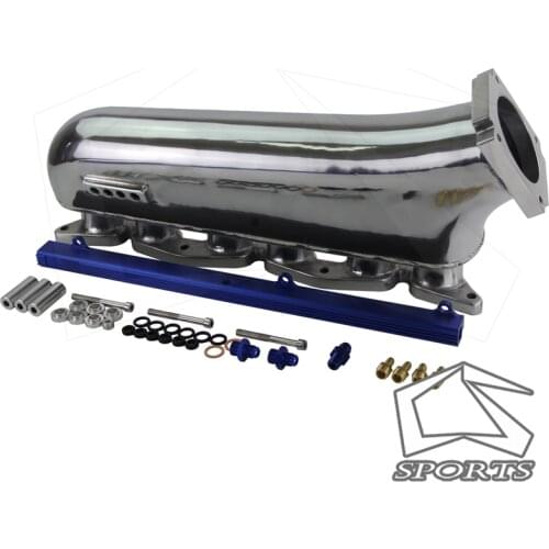 For Supra 1JZ 1JZGTE polished Intake Manifold + top feed fuel rail blue