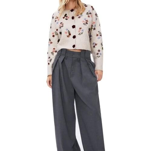 MXTIN Fashion Embroidery Knitted Cardigan Sweater Women 2020 Vintage O Neck Long Sleeve Female Elegant Casual Tops