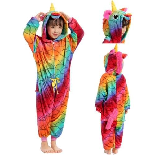 Kigurumi Kids Animal Costume Flannel Soft Whole Pajama Boy Girl Child Christmas sleepwear Sleep Suit