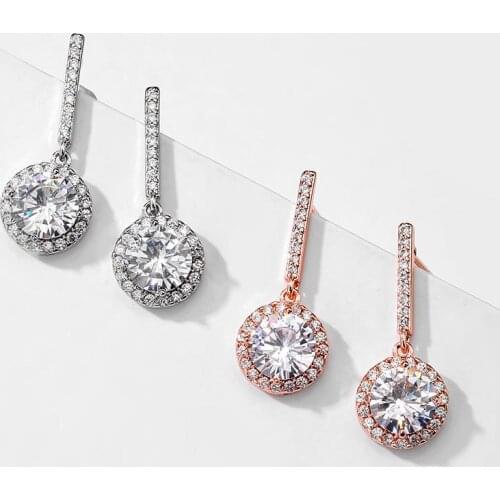 Floralbride Fashion Jewelry Bijoux Anti-allergic Cubic Zirconia Pearls Earrings Charm Drop Earrings Bridal Women Dangle Earrings