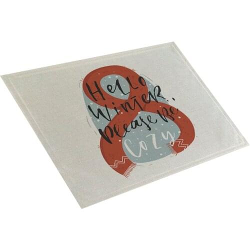 Fashion Print Rectangle Cotton Linen Western Style Table Pad Cut Mats Placemat for Dinner Kitchen Table 40x30cm Letter