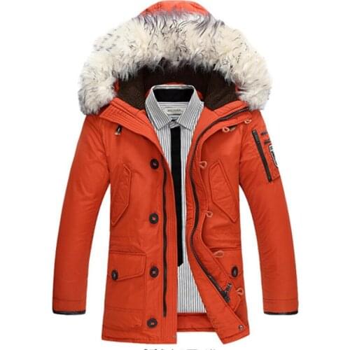 Fur Mens Collar Hooded White Duck Down Jacket Winter Coat Men Warm Parka Padded Mens Jackets Jaqueta Masculino WXF310 's s