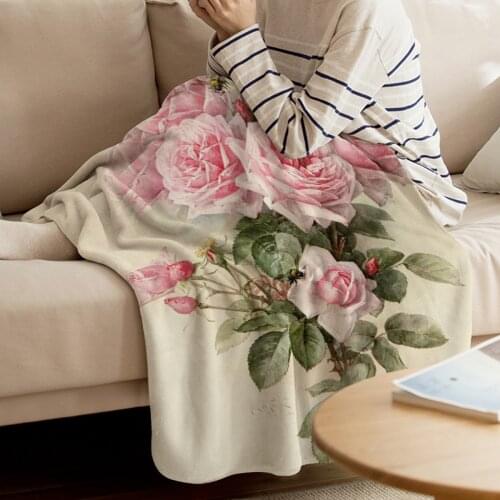Pink Rose Valentine Throw Blanket Soft Comfortable Velvet Plush Soft Blanket For Kids Adults