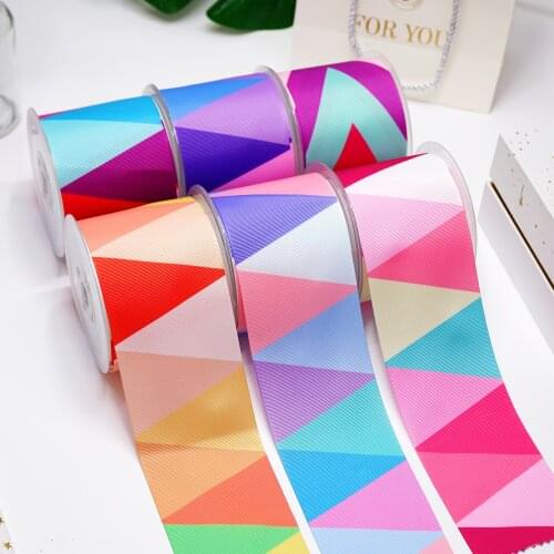 DIY Cartoon Stripes And Grids Printed Grosgrain Ribbon For Craft Supplies Sewing Accessories 5 Yards. 13567