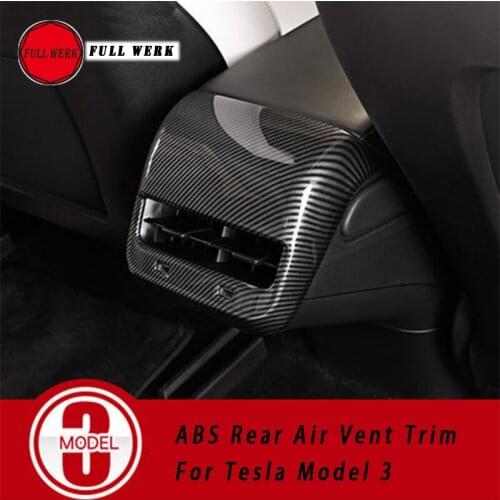 1pc ABS Car Rear Armrest Air Vent Trim Frame Cover Sticker Decoration for Tesla Model 3 Interior Accessories