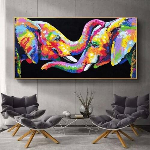Wall Art Decor Canvas Painting Abstract Cute Elephant Lover Poster Print Canvas Art Pictures for Childrens Room Home Decoration