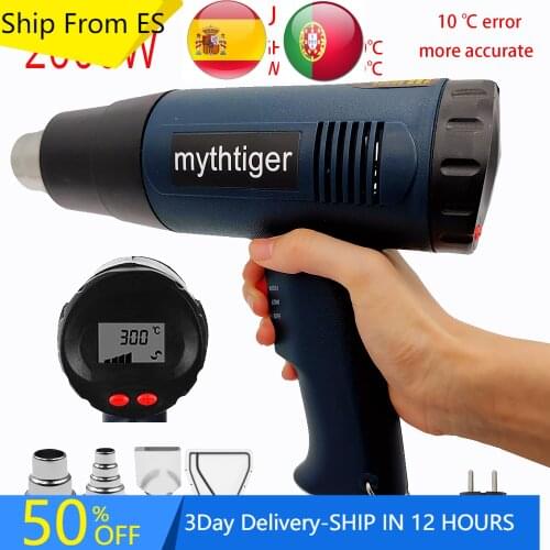 Ship From ES RU Industrial Electric Thermoregulator LCD Display Wrapping Thermal Power Tool 2000W Heat Hot Air Guns