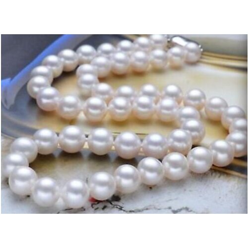 9-10mm 18"AAAA Akoya White Pearl Strand Necklace Handmade
