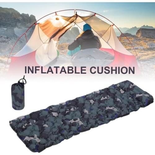 Portable Sleeping Mat Inflatable Lightweight Camping Sleeping Mattress With Pillow Air Cushion Sleeping Pad Camping Mat Blue