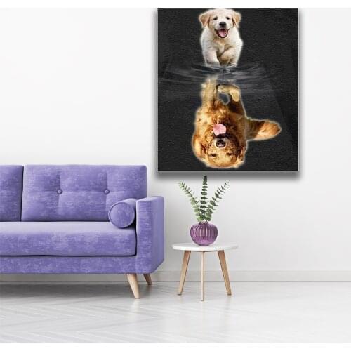 DIY Painting By Numbers Animals Reflection Pictures Cat To Tiger Acrylic Paint On Canvas Handpainted Wall Art For Living Room