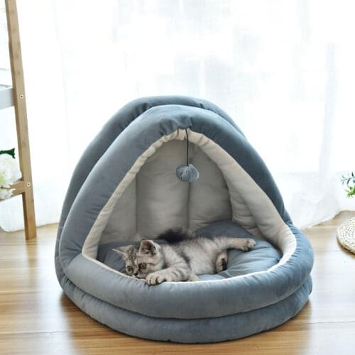 Antumn Winter Cat Bed House Pet Sleeping Bag For Small Dog Cats Hamster Soft Removable Mat Nest Houses With A Playing Ball