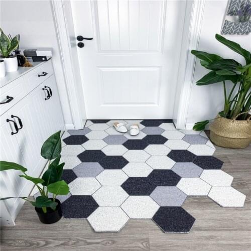 Hexagon Pattern Doormat Living Room Bathroom Mat PVC Kitchen Mat Home Entrance Doormat Can Be Cut Anti-slip Custom Mats Carpet
