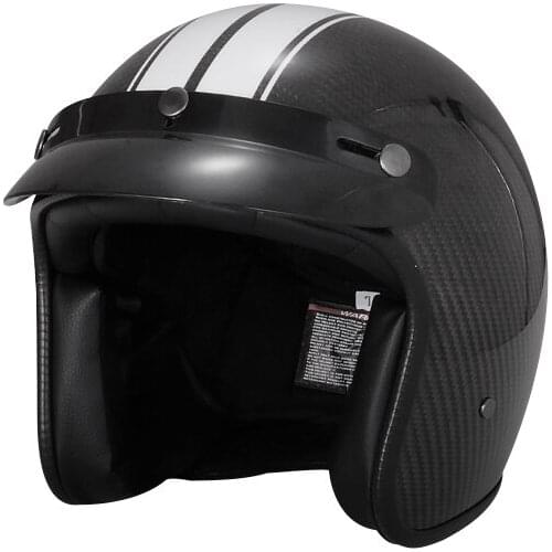 Retro Carbon Fiber 3/4 Helmet Motorcycle Electric Scooter Man Woman Fashion Scoop Helmet Comfortable Spring Summer Autumn Winter