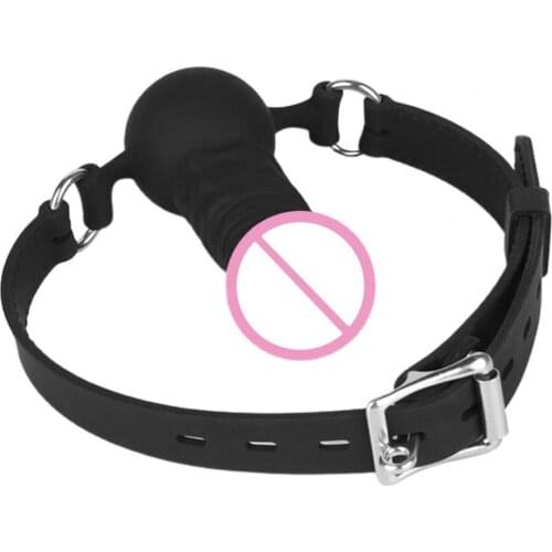 Gag Restraints Toy BDSM Bondage Fetish Mouth Restraints Adjustable Flirt Silicone Gag Mouth Ball Bondage Dildo Slave Bondage