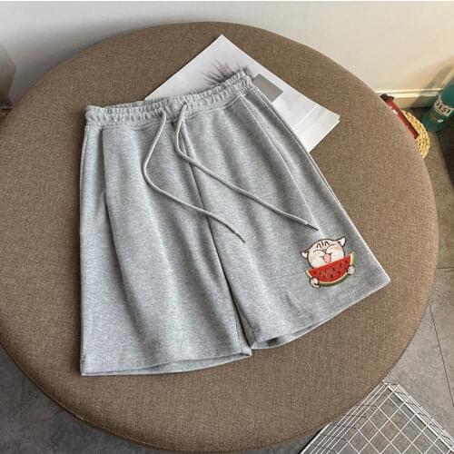 Harajuku Elastic High Waist Watermelon Kitten Sports Shorts 2021 Casual Loose Sweatpants Summer Women Clothing Cycling Shorts
