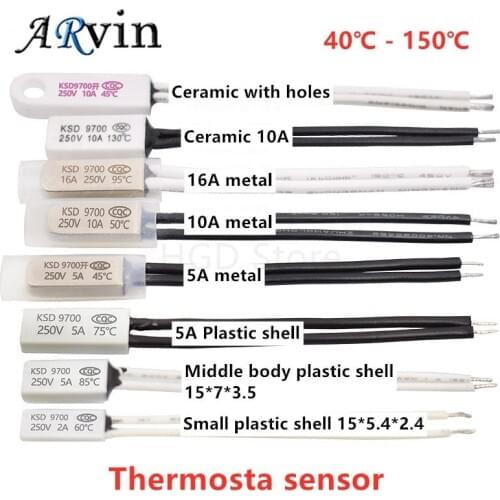 KSD9700 10C-240C Thermostat 45C 50C 85C 90C 95C 150C Bimetal Disc Temperature Switch N/O Thermal Protector degree centigrade