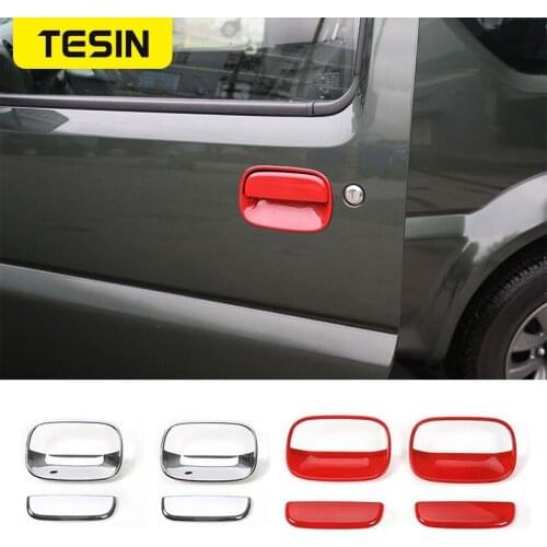 TESIN Car Stickers ABS Car Door Handle Decoration Cover Stickers for Suzuki jimny 2007-2017 Car Accessories Styling