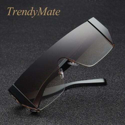 TrendyMate New Brand Designer Mirrored Glasses Shield Style Sunglasses Women Vintage Oversize Sun Glasses 5130T