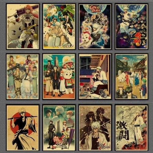 Vintage Anime Poster GINTAMA Retro poster Home decoration Retro Poster Painting Room Wall stickers Art Decor