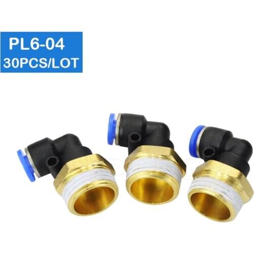 HIGH QUALITY 30 Pcs of PL6-04 6mm Push In One Touch Connector 1/2" Thread Pneumatic Quick Fittings