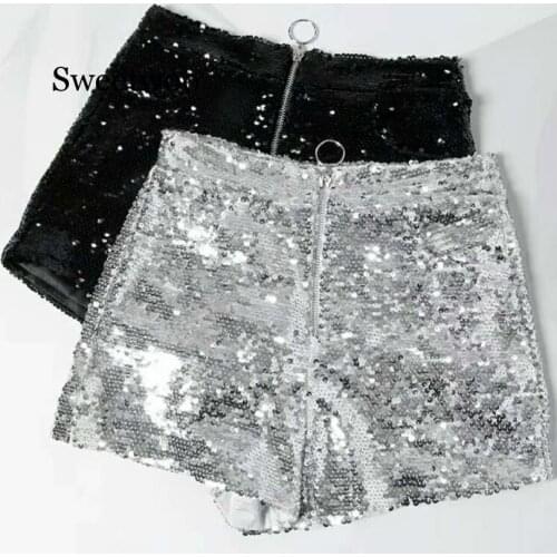 Women Ladies High Waist Sequin shorts Beach Casual Female Skinny Shorts