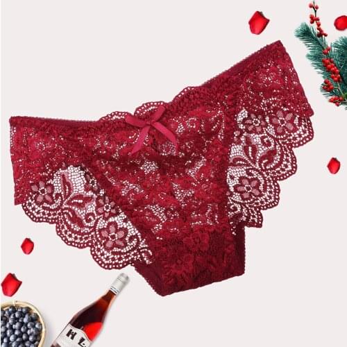 1PC Women sexy lingerie Bownot Lace Breathable Panties Sexy Low-waist Briefs Thong G-String ropa mujer нижнее белье женское U