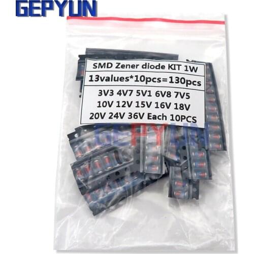 13kinds*10PCS=130PCS LL41 SMD Zener diode KIT 1W 3V3-36V ZM4728A ZM4732A ZM4733A ZM4737A ZM4740A ZM4742A ZM4744A ZM4745A
