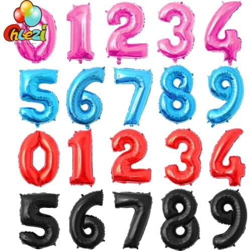 32inch Number Foil Balloons Pink Blue Red Black Gold Silver Balloon Wedding Happy Birthday Party Decoration supplies baby shower