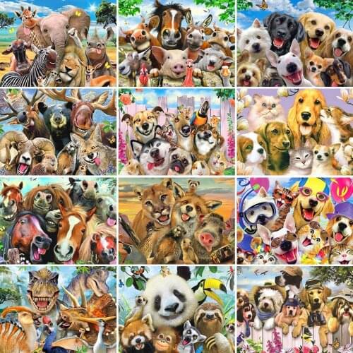 5D DIY Diamond Painting Animals Dog Set Cross Stitch Full Drill Square Embroidery Mosaic Art Picture Of Rhinestones Decor Gift