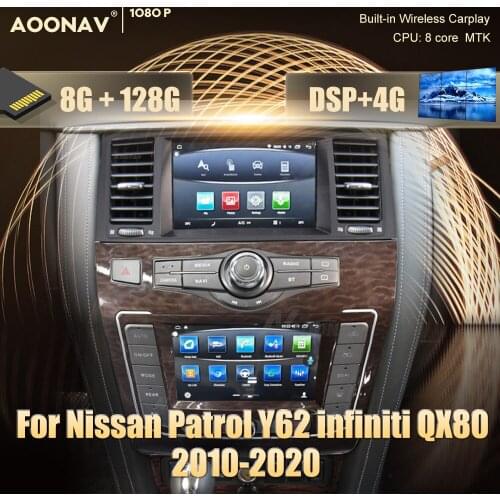 Dual screen Android Car Radio For Nissan Patrol Y62 infiniti QX80 2010-2020 car stereo multimedia player support Wireless caplay