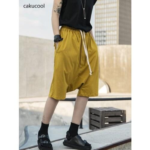 Cakucool 2020 summer new Hong Kong style crotch RO style harem pants solid color five-point pants women