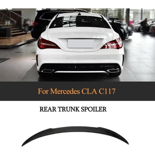 For C117 Rear Trunk Spoiler Wing for Benz CLA Class C117 CLA250 CLA45 AMG Sedan Base Sport 2014 - 2019 Carbon Fiber