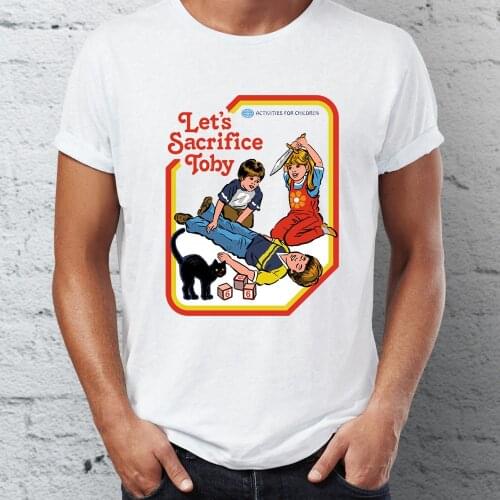 Mens T Shirt Lets Sacrifice Toby Satan Dark Lord 80s Retro Tee