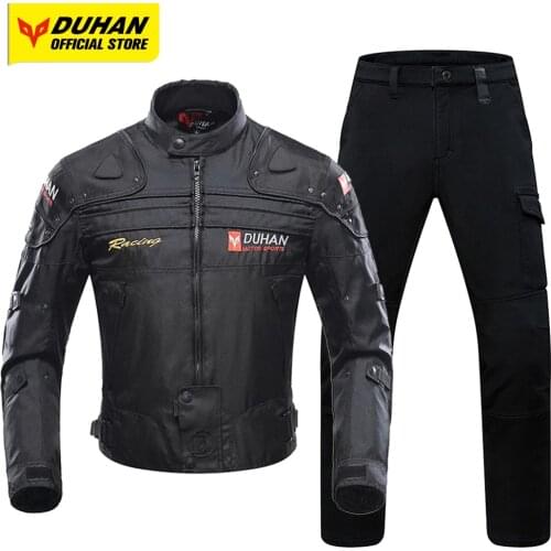DUHAN Mens Motorcycle Jacket & Pants Motocross Jacket Remove Liner Waterproof Moto Cycling Chaqueta Body Protective Armor