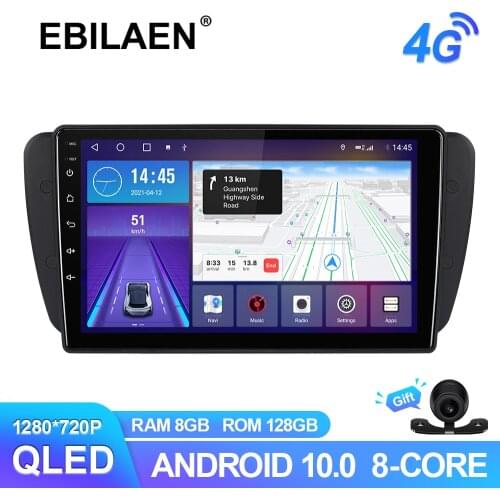 EBILAEN Car Radio Multimedia Player For Seat Ibiza 6j 2009-2013 Android 10.0 GPS Navigation Headunit Wireless Carplay QLED RDS