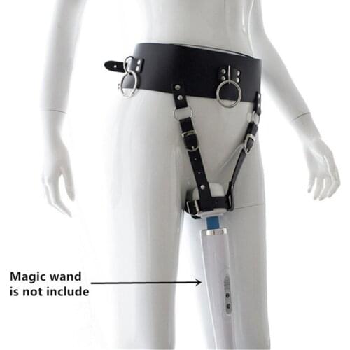 Sexy Forced Women Climax Open Crotch Dildo / Magic Wand Vibrator Holder Dildo Pants Female Chastity Belt No Vibrator adult toy