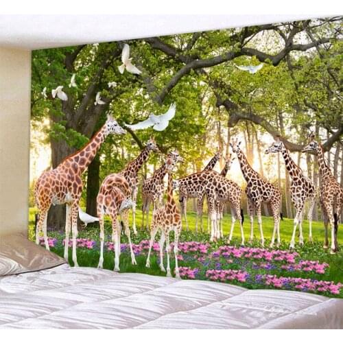 Giraffe Tapestry Glowing Psychedelic Wall Hanging Forest giraffe Tapestry Boho Home Decor Art Wall Cloth Fabric Large Size